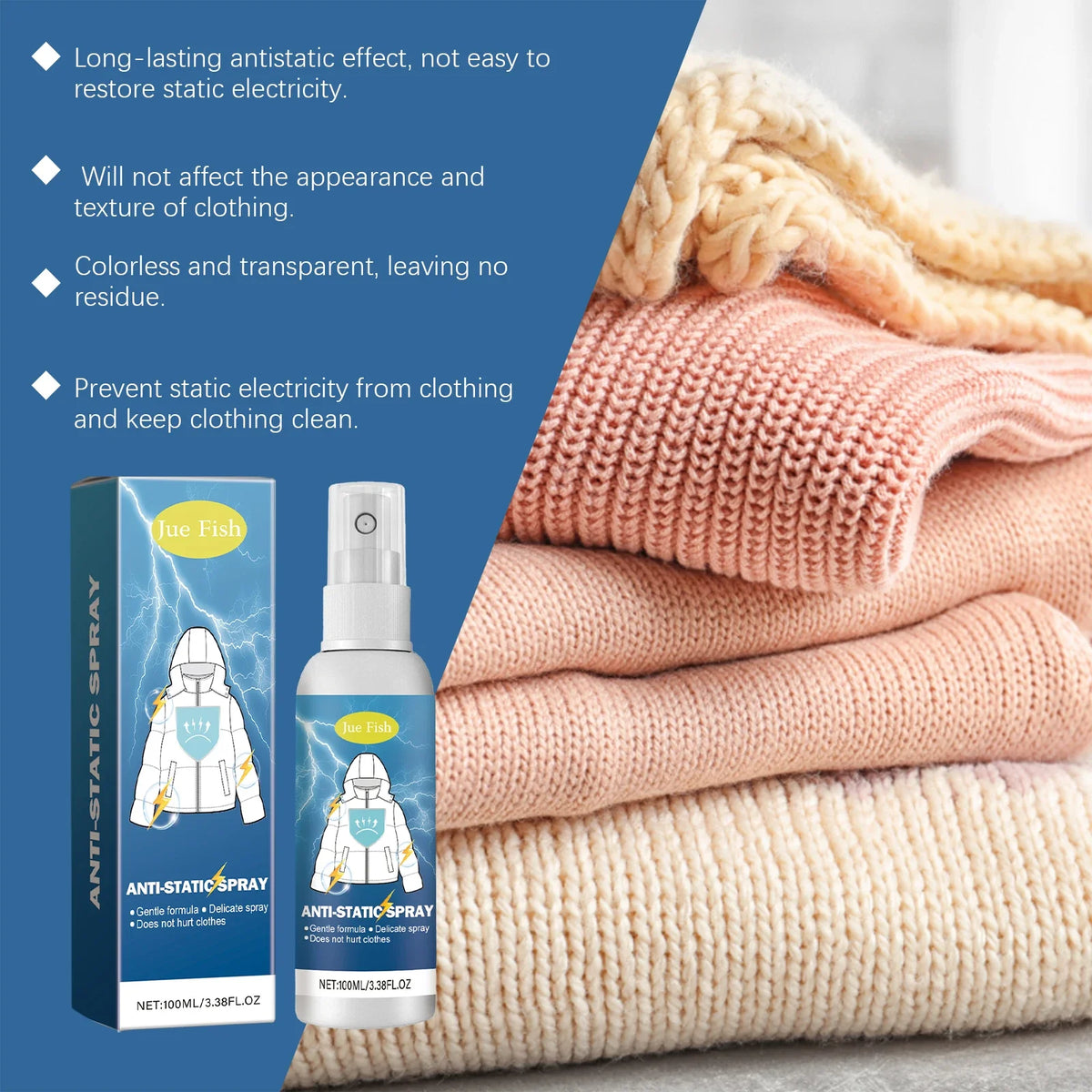 Anti-Static Fabric Spray – Smooth, Cling-Free Clothes | Qme Anti-Static Fabric Spray Qme