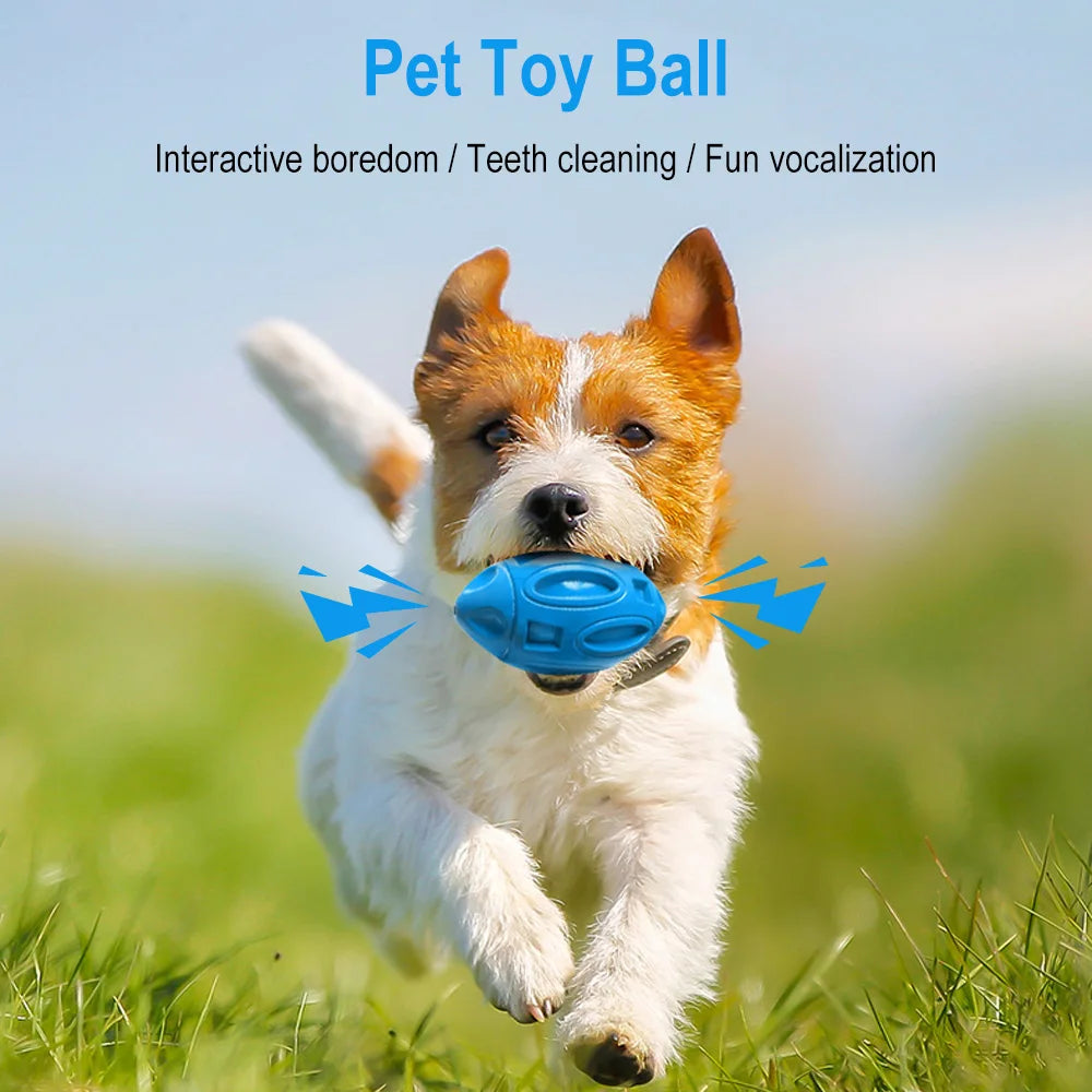 TPR Squeaky Rugby Chew Ball Dog Toy – Medium & Large Dogs Dog Chew Toy Qst