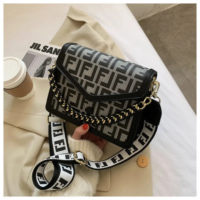 Retro Letter Print Mini Crossbody Bag | Stylish PU Shoulder Bag Mini Crossbody Bag Qme