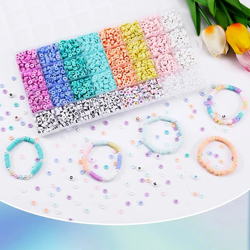 Macaron Polymer Clay Flat Chip Beads – DIY Bracelet & Necklace Kit Jewelry Making Beads Qme