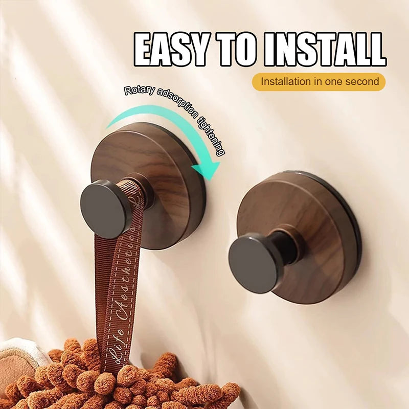 Walnut Grain Suction Cup Hook – No-Drill Wall Hanger Wall Suction Hook Qst
