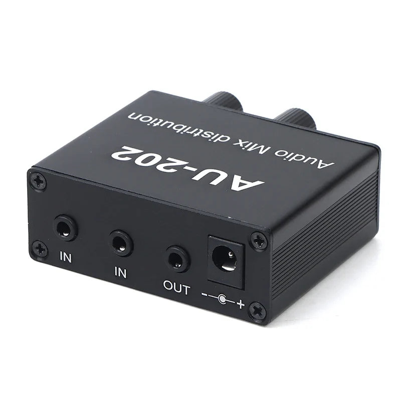 Stereo Audio Mixer Headphone Distributor 2-In 2-Out DC 5-19V Stereo Audio Mixer Qme