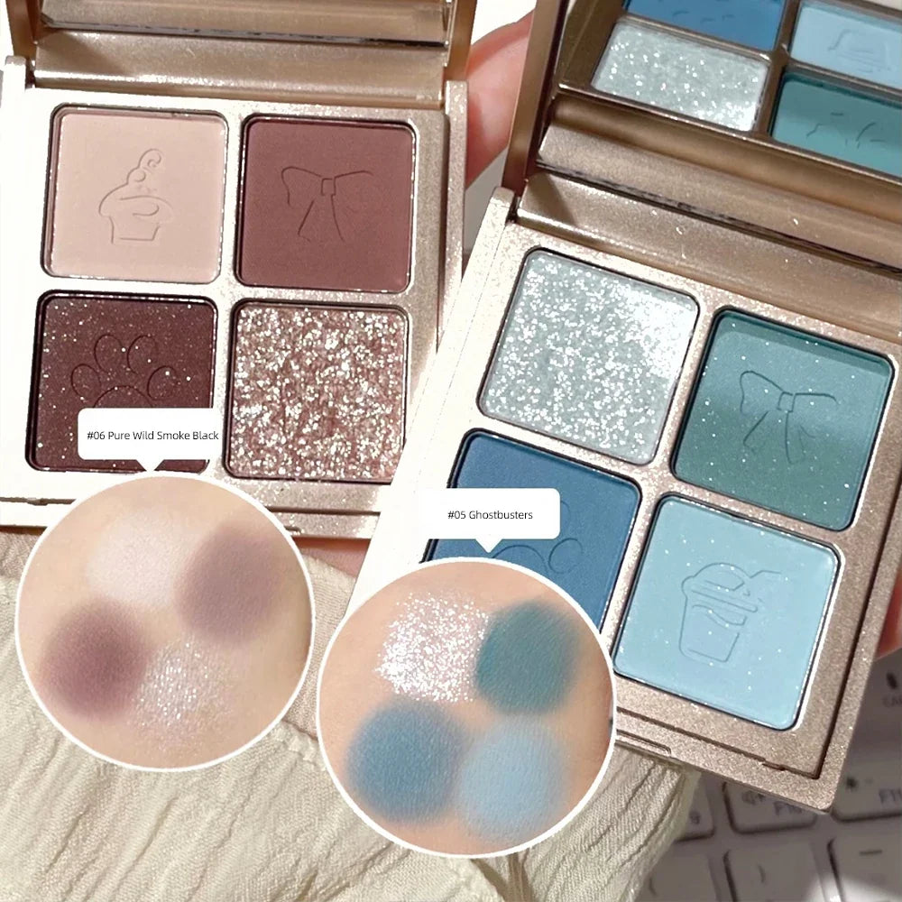 ART VALUE 4-Color Glitter Pearly Nude Eyeshadow Palette Eyeshadow Palette Qme