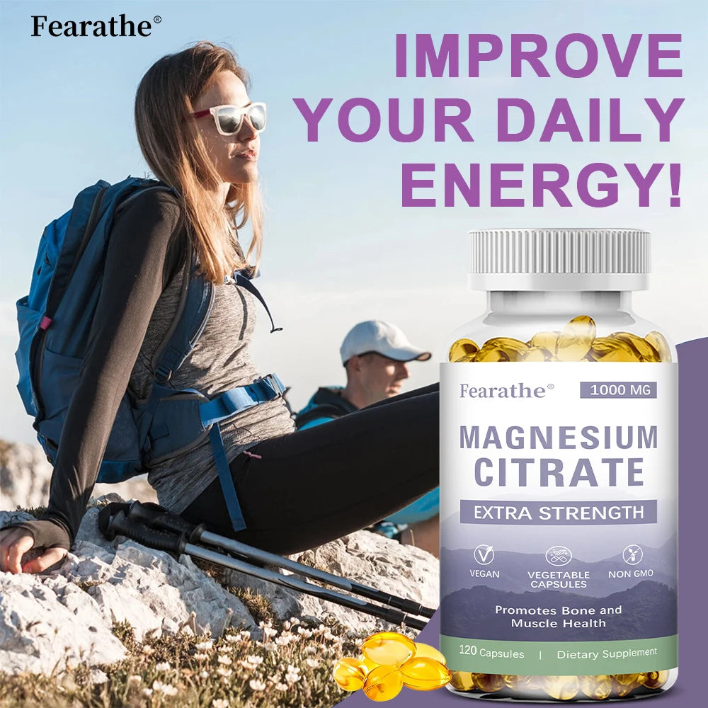 Magnesium Citrate 1000mg – High Absorption 120 Capsules Mineral Supplement Qst