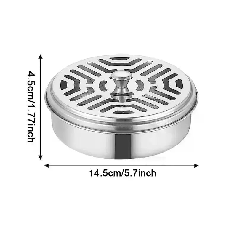 Stainless Steel Mosquito Coil Holder Box with Lid | Portable Mosquito Coil Holder Qst