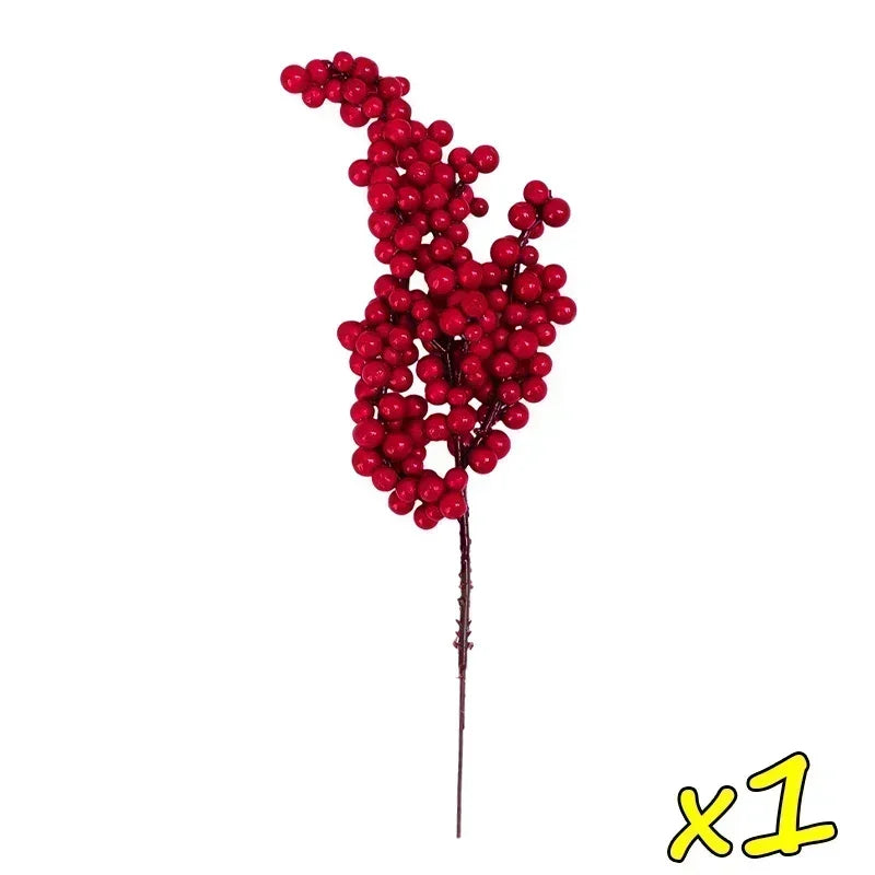 Christmas Artificial Red Berry Holly Branch Fake Flowers Artificial Berry Branch Qme 1 Branch 20.5x7x3cm