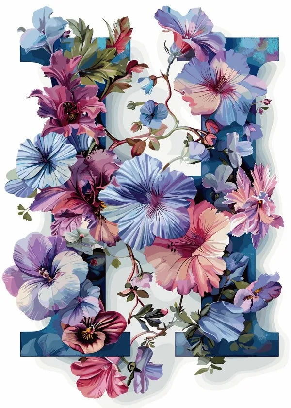 Flower Alphabet Wreath Canvas Wall Art – Modern Aesthetic Poster Canvas Wall Art Qst