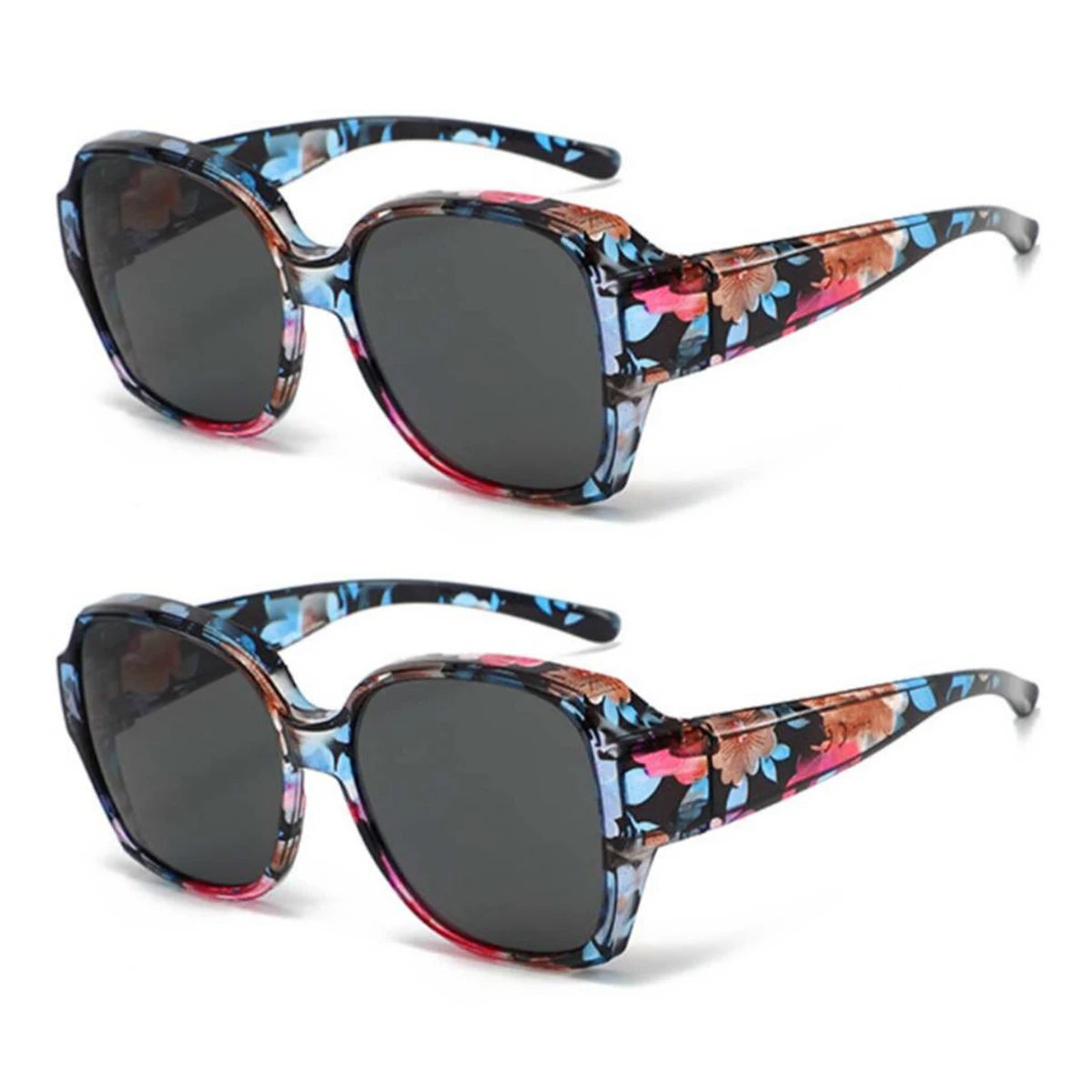VOPHA T01 Fit Over Sunglasses UV400 Wrap-Around Unisex Fit Over Sunglasses Qst 2PCS-Floral