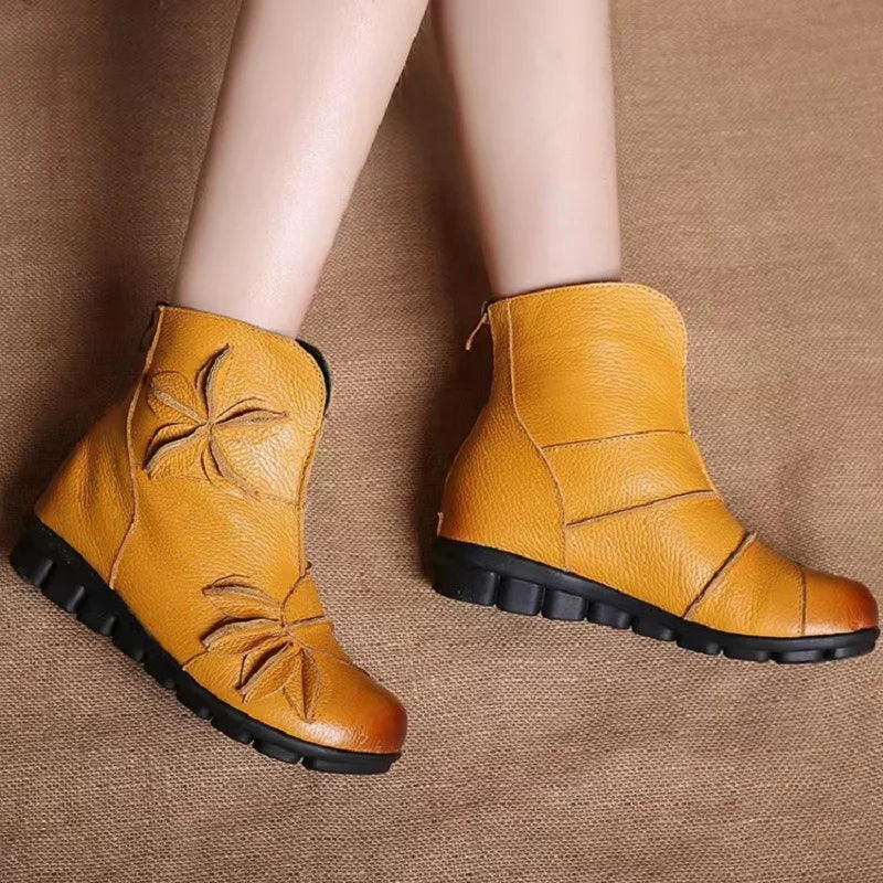 Women's Waterproof Plush Ankle Snow Boots – Winter Zip Boot Women's Snow Boots Qst Yellow (no plush 35