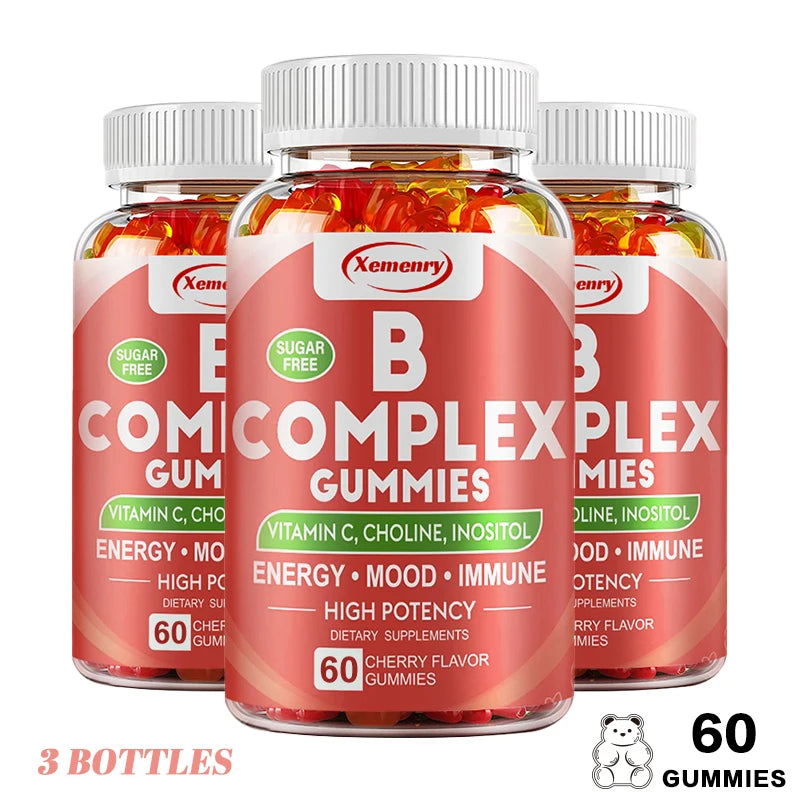 Xemenry Vitamin B Complex Gummies – Energy, Mood & Immunity Vitamin Gummies Qst 60 Gummies-3bottles