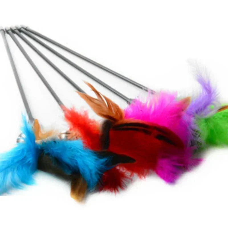 Cat Feather Wand Toy with Bell – Interactive Rod for Cats Interactive Cat Toy Qme