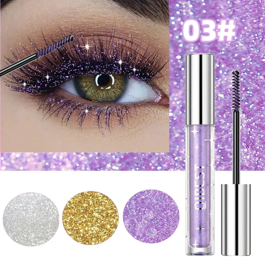 QIBEST Glitter Mascara – Silver Gold Purple, Quick Dry Glitter Mascara Qme