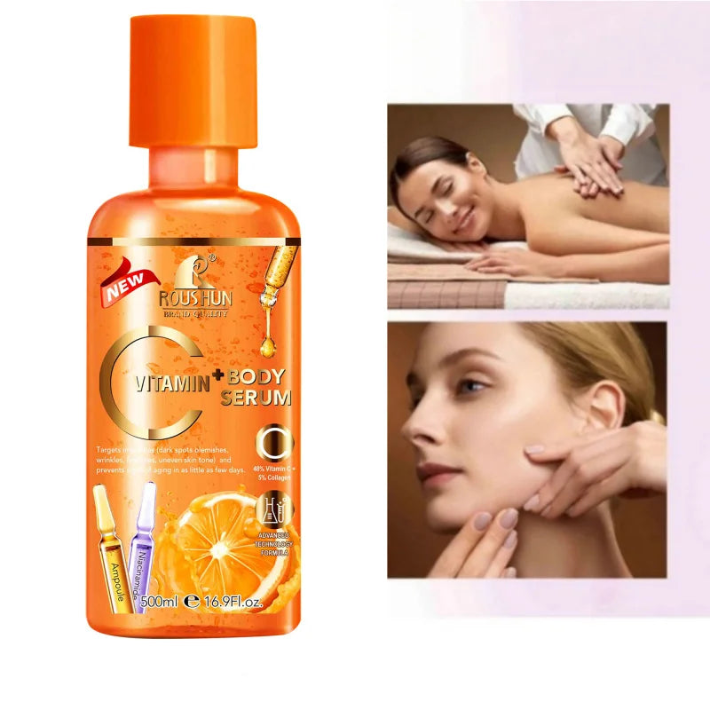 ROUSHUN 500ml Vitamin C Body Serum – Moisturizing Essence Body Serum Qst
