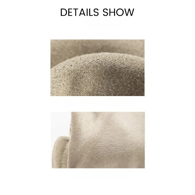 Women's Suede Velvet-Lined Windproof Winter Gloves with Bow Women's Winter Gloves Qme