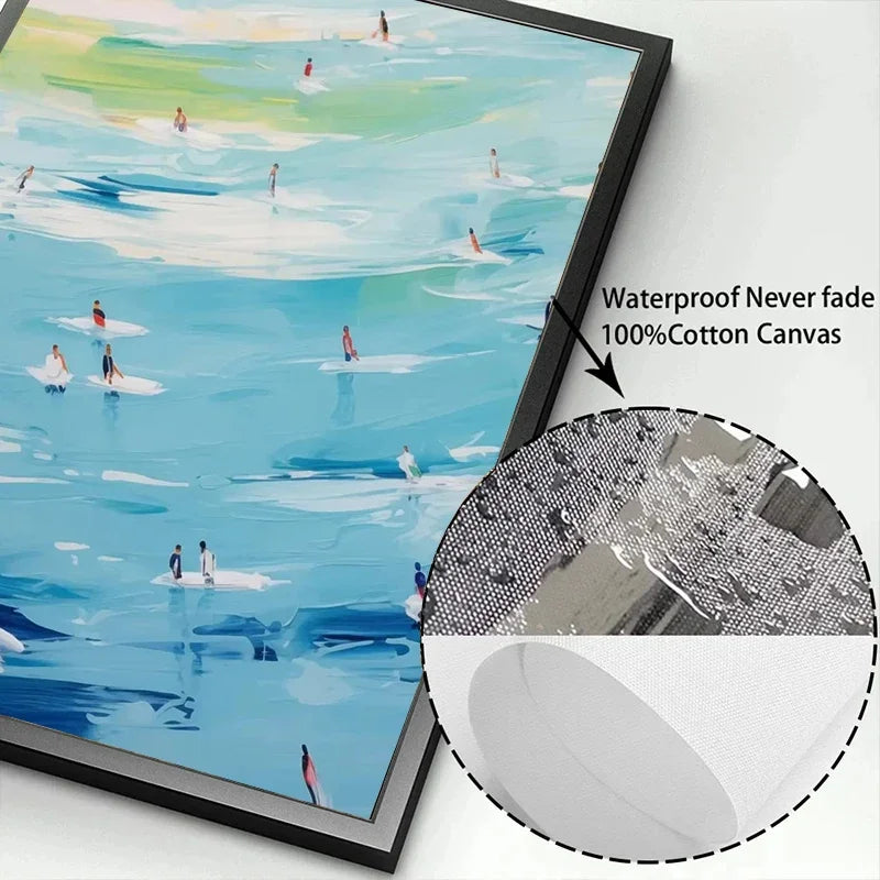Pink Ocean Waves Seascape Canvas Wall Art – Beach Poster Canvas Wall Art Qst