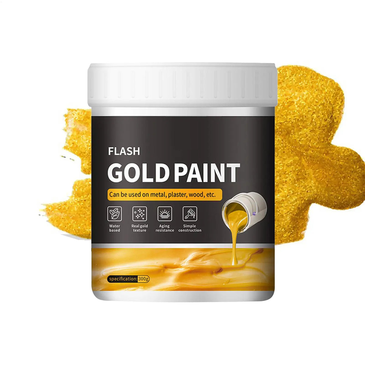 Liquid Gold Foil Paint – Non-Fading Metallic Paint for Wood & Plaster Metallic Craft Paint Qme