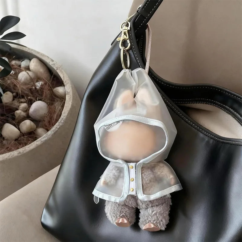 Labubu Doll Transparent Raincoat Outfit – Fits 15cm Dolls Doll Outfit Qme