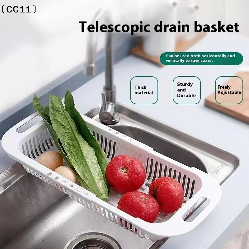 Retractable Sink Drain Rack – Dish, Chopstick & Veggie Basket Sink Drain Rack Qme