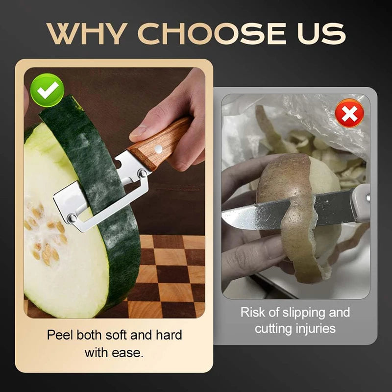 Wooden Handle Stainless Steel Vegetable & Fruit Peeler Vegetable Peeler Qst