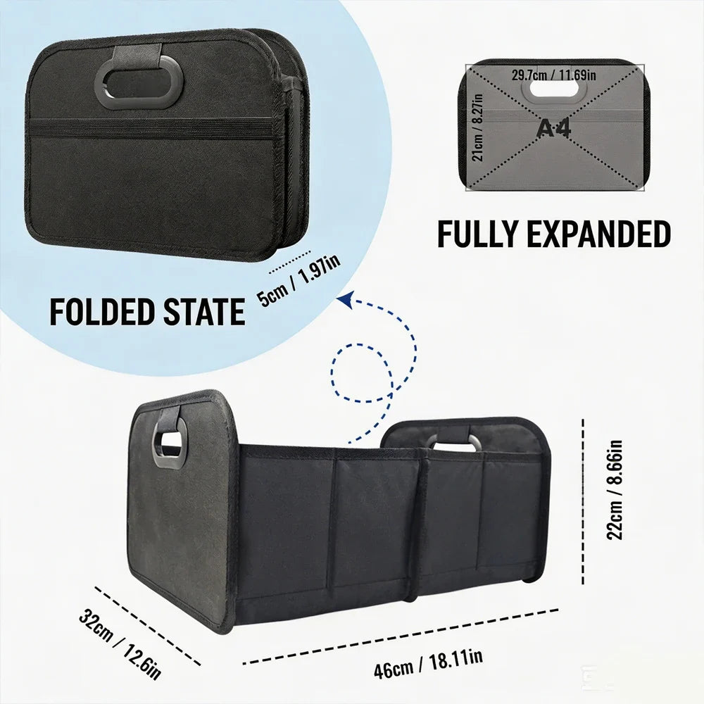Foldable Oxford Fabric Car Trunk Organizer – Collapsible Box Car Trunk Organizer Qme