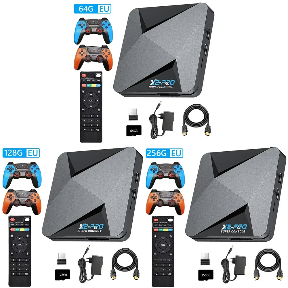 X2 Retro Game Console TV Box | 65000+ Games, 4K, 2 Gamepads Retro Game Console Qme
