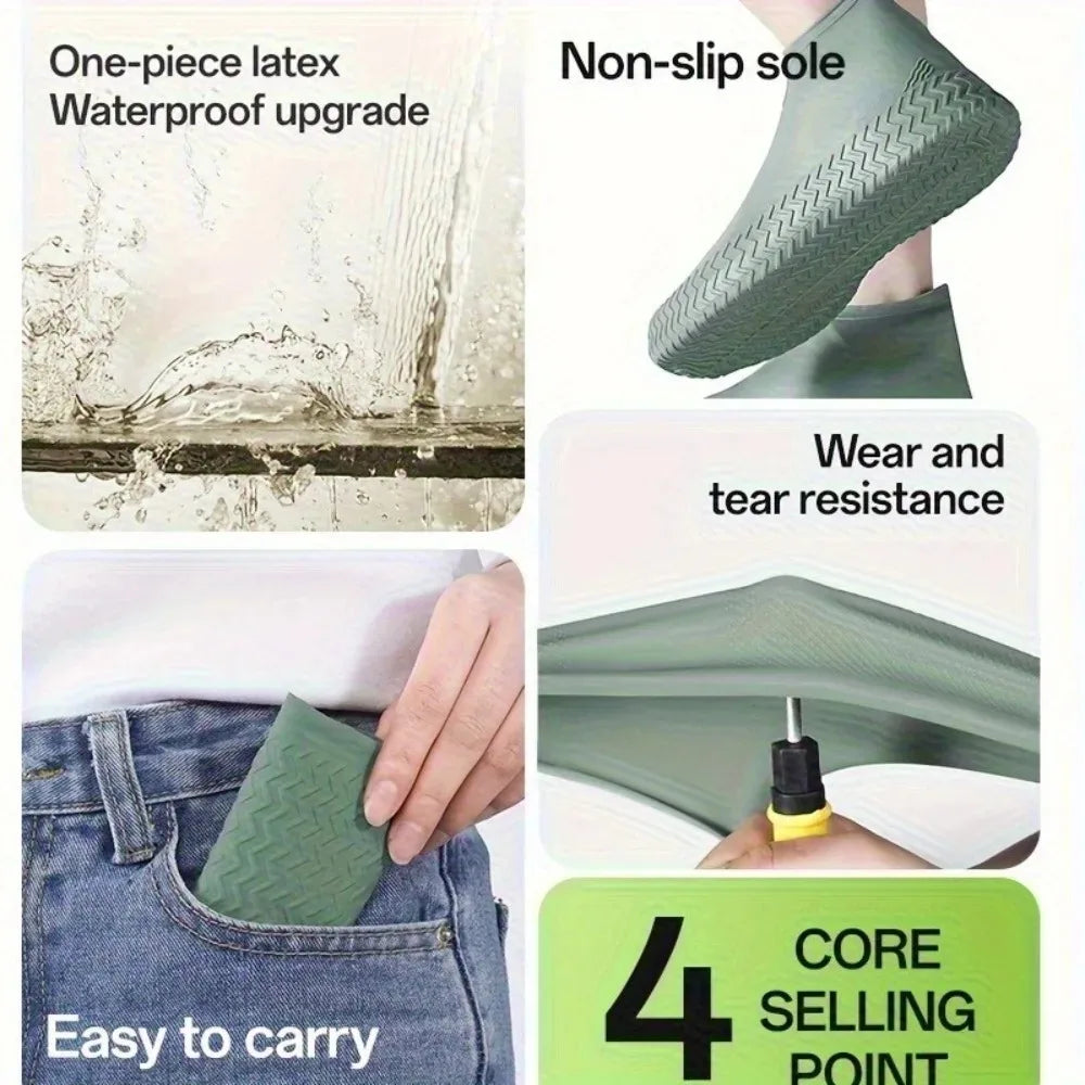 Thick Latex Waterproof Non-Slip Shoe Covers – Outdoor Rain Waterproof Shoe Covers Qme