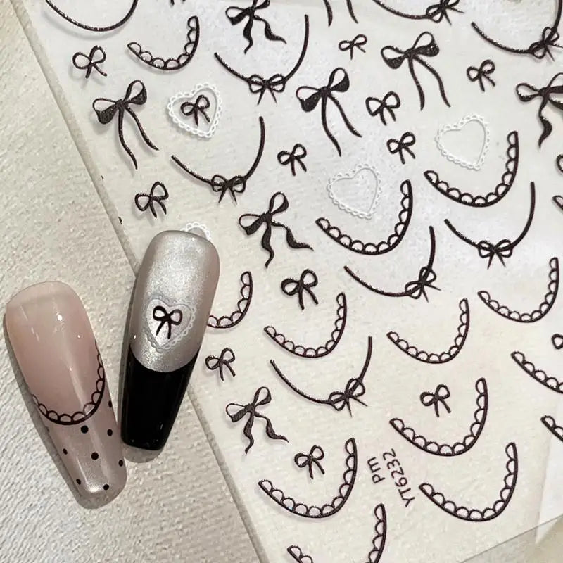 3D Nail Art Stickers – Love Heart, Bowknot & French Decals Nail Art Stickers Qst