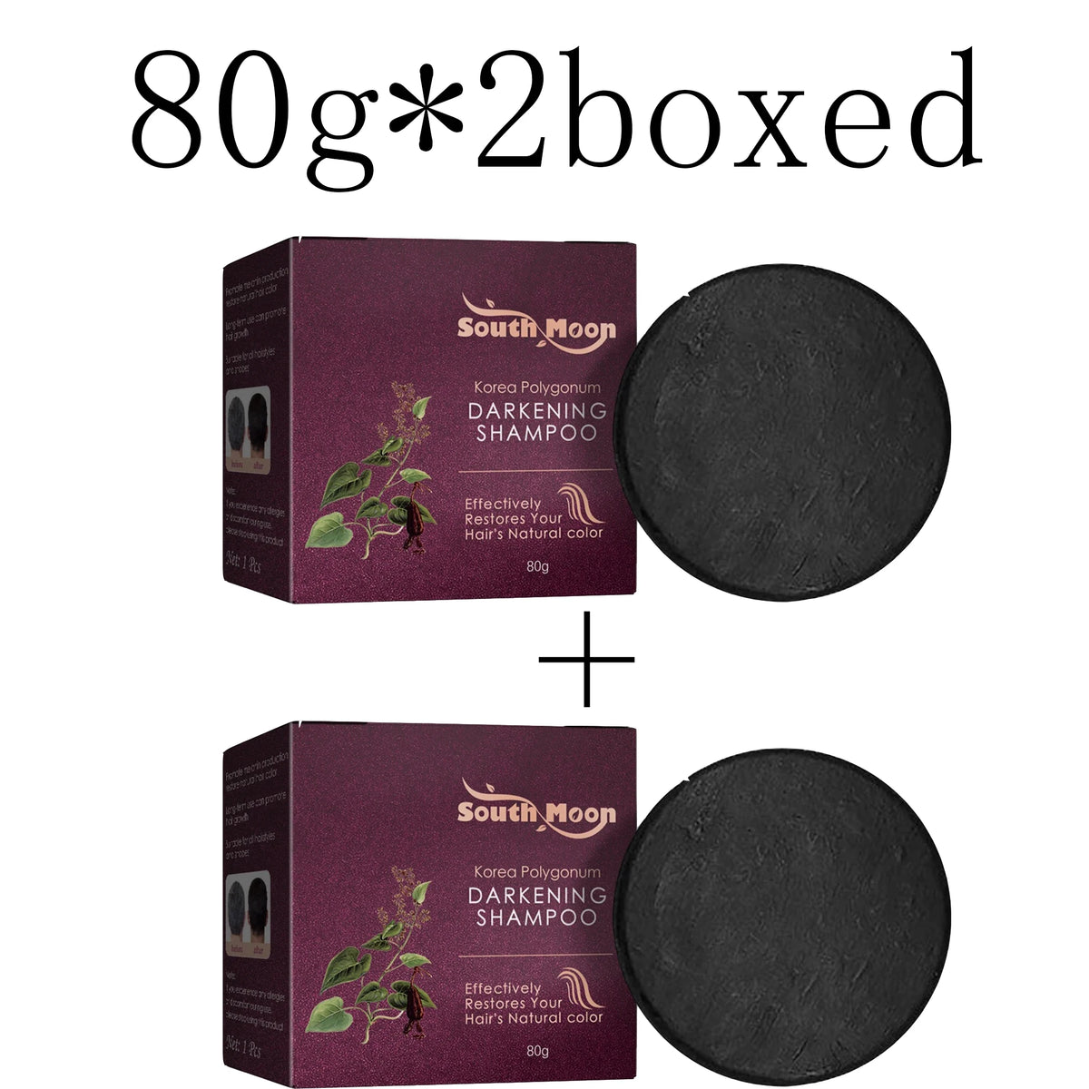 South Moon Polygonum Hair Darkening Shampoo Bar | Anti-Dandruff Hair Darkening Shampoo Bar Qst 80g X 2boxed