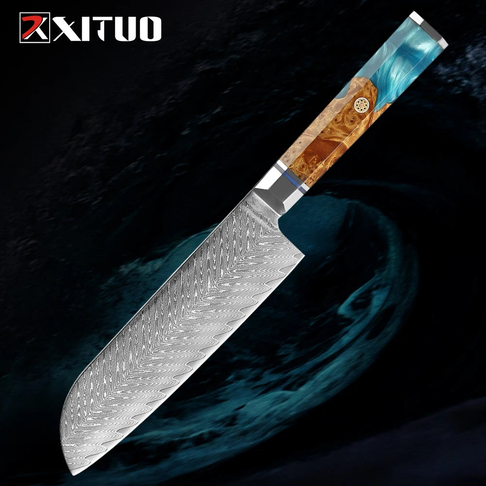 XITUO 7-Inch Damascus Santoku Knife – Sharp Japanese Chef Knife Santoku Kitchen Knife Qst Santoku Knife
