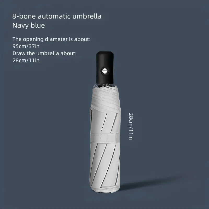 Three-Fold UV Protection Umbrella – Compact Unisex Folding Folding Umbrella Qst WHITE