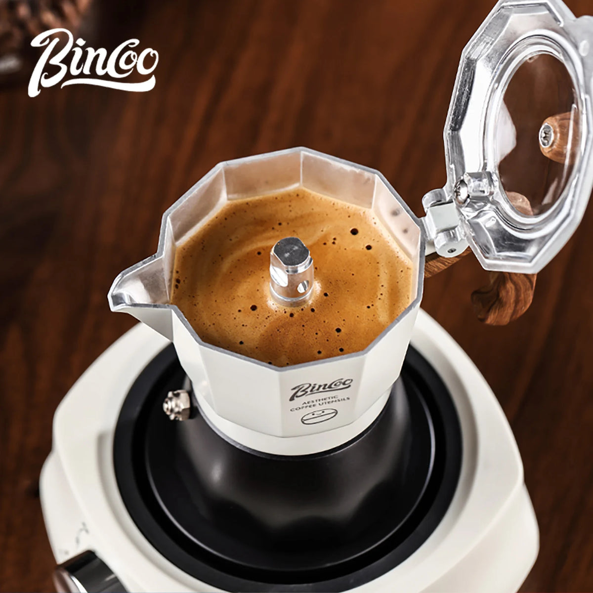 Bincoo Dual Valve Moka Pot Set with Heater – Portable Espresso Moka Pot Set Qst