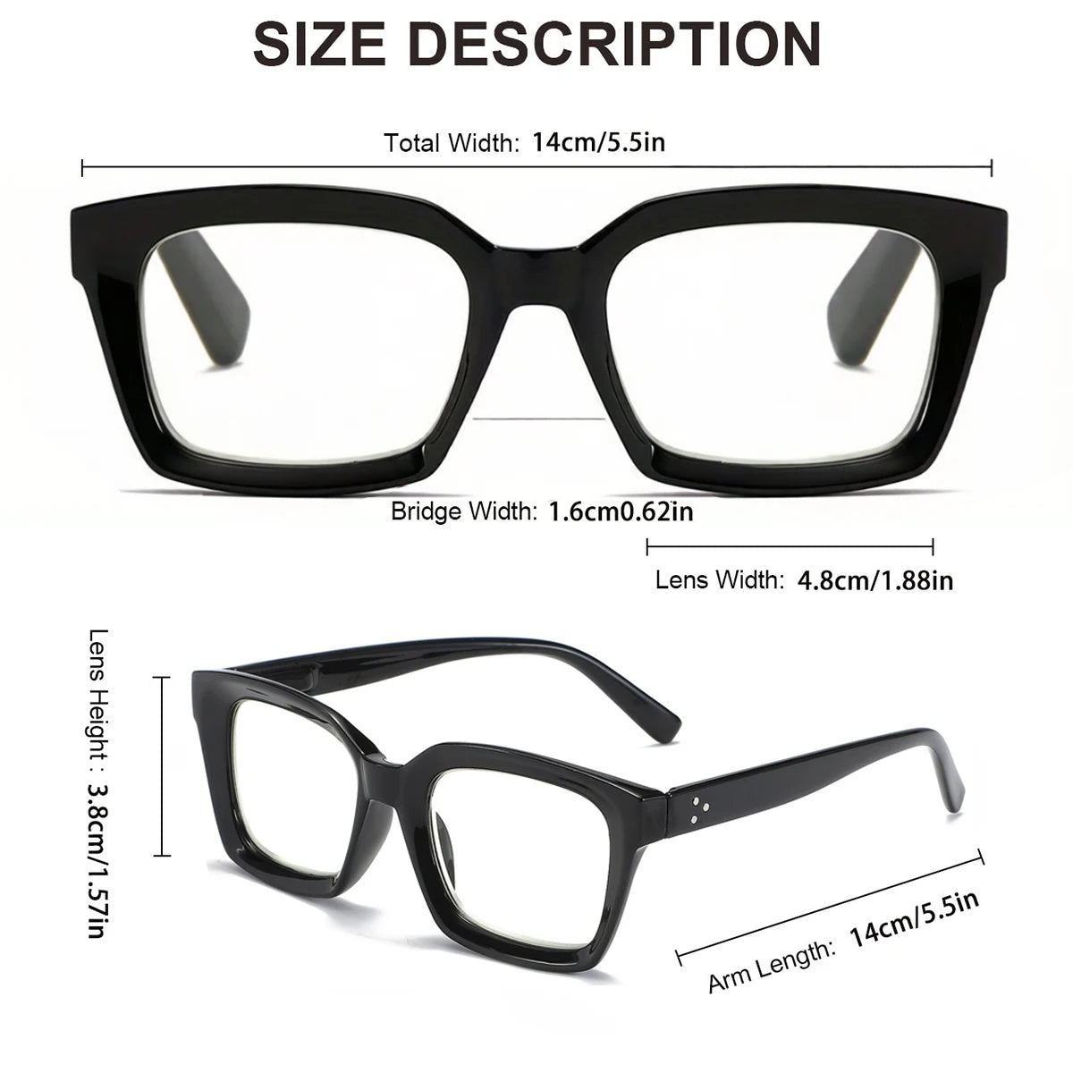 VOPHA 3-in-1 Multifocal Blue Light Blocking Reading Glasses +1–+3 Progressive Reading Glasses Qst