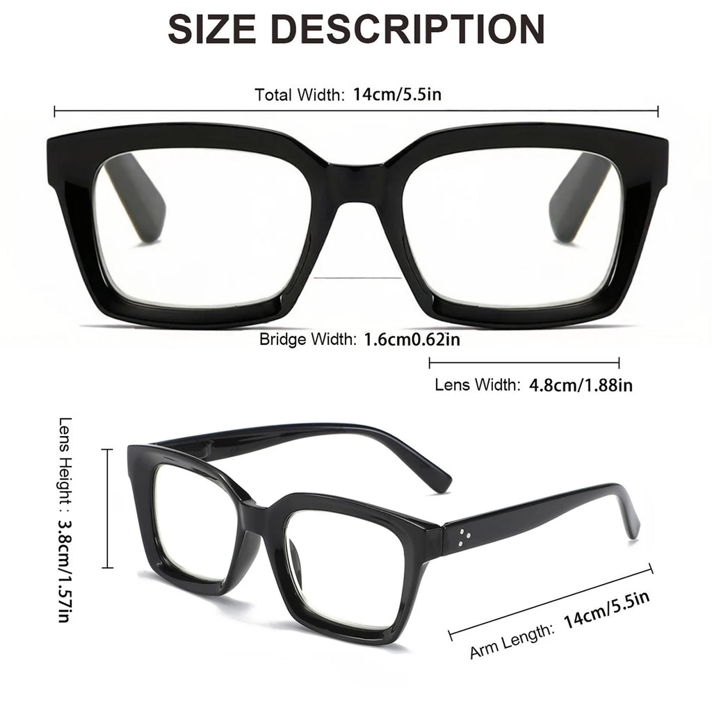 2-Pack Blue Light Blocking Square Reading Glasses +1.0–+3.0 Reading Glasses Qst