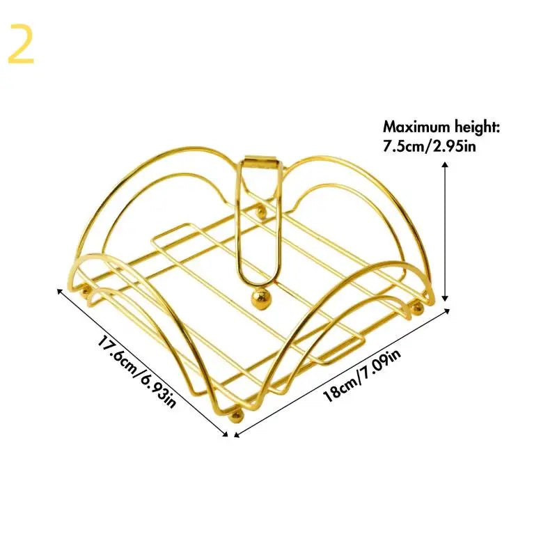 Square Metal Napkin Holder with Weighted Arm | Farmhouse Style Napkin Holder Qst 2 Gold