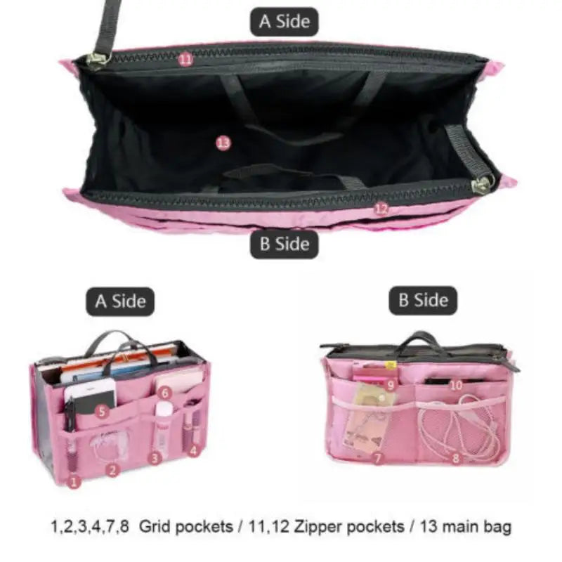 Bi-Fold Storage Bag Double Zipper Large Capacity Organizer Bag Organizer Qme