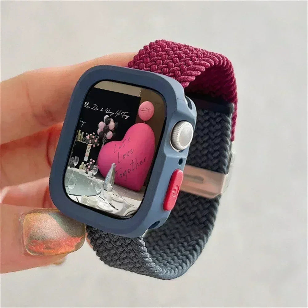 Candy Silicone Case & Strap for Apple Watch Series 9 8 7 SE Silicone Watch Band Qme