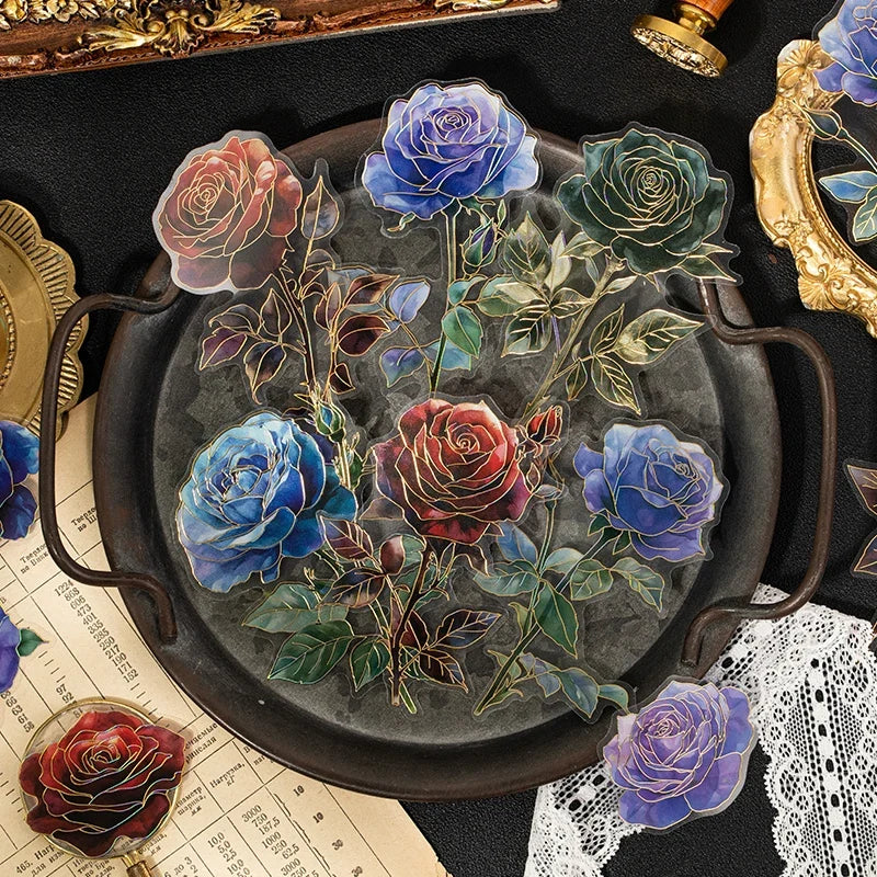 Retro Rose Sticker Sheets – Junk Journal & Scrapbook Decor Craft Sticker Sheets Qme