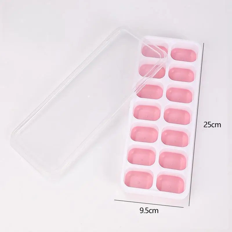 Silicone 14-Cube Ice Tray Mold with Lid – Easy Release Silicone Ice Cube Tray Qme A4