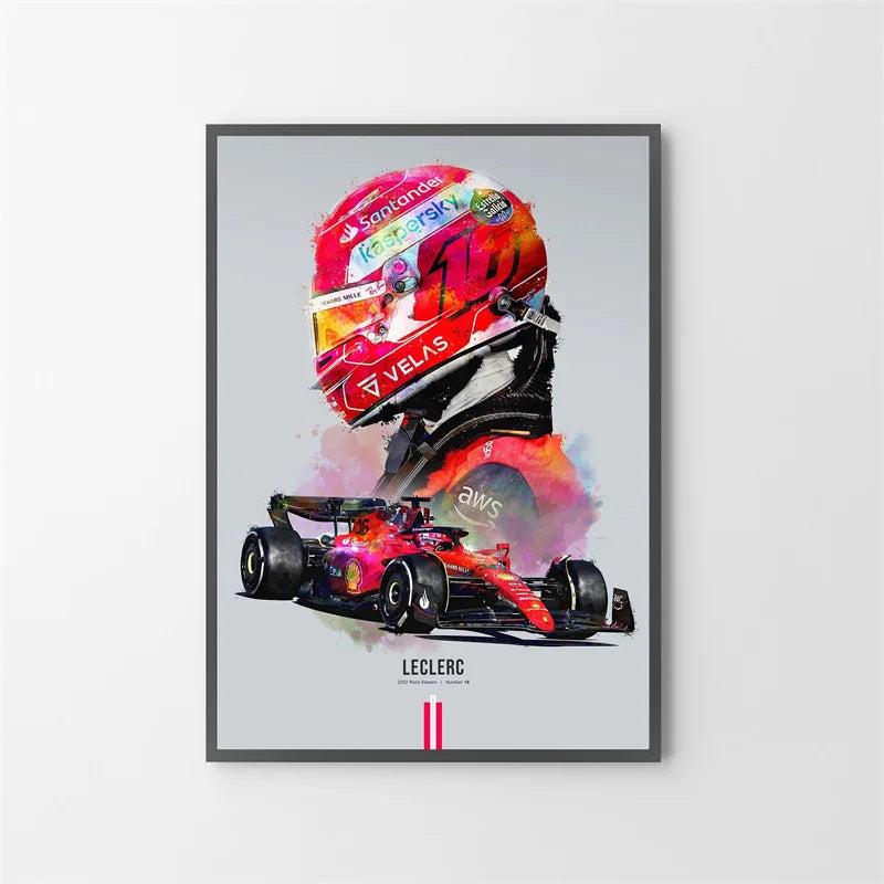 Watercolor F1 Racing Driver Helmet Canvas Print Wall Art Canvas Wall Art Qst