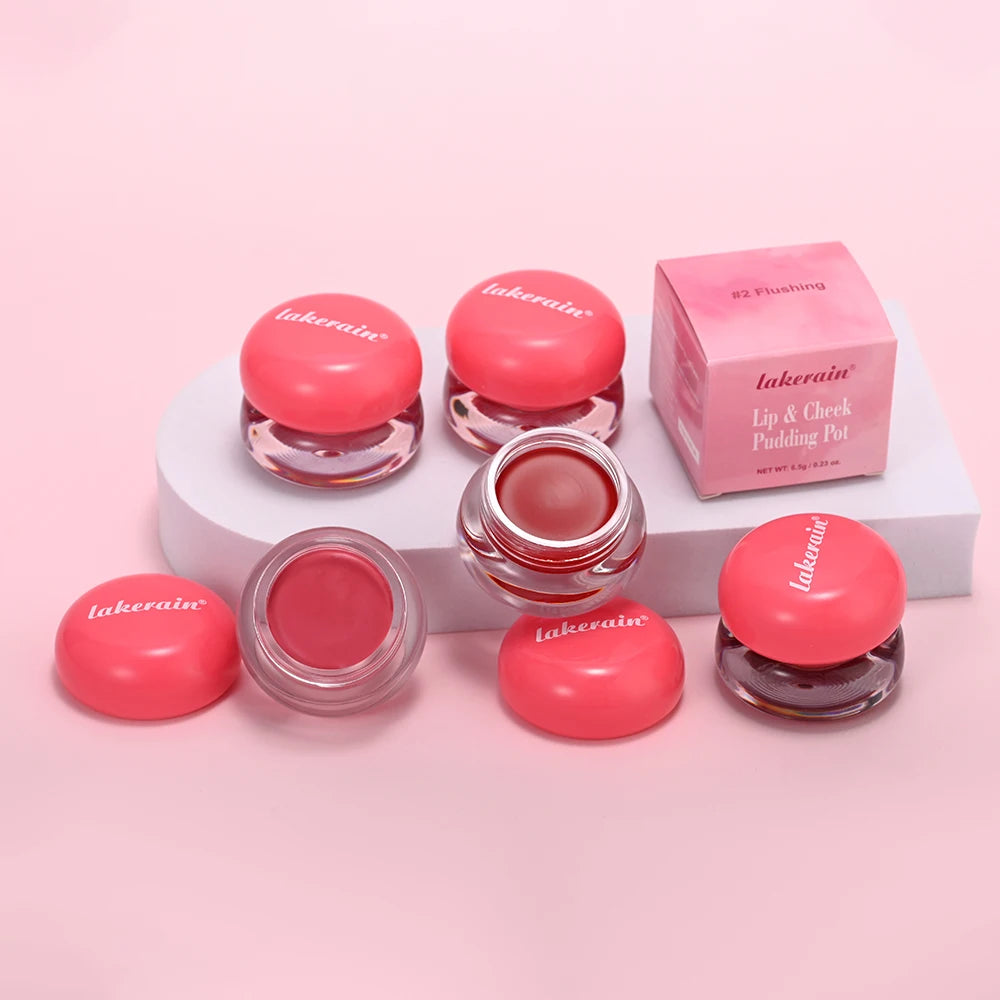 Lakerain 2-in-1 Lip & Cheek Pudding Pot Soft Matte Blush Lip & Cheek Blush Qst