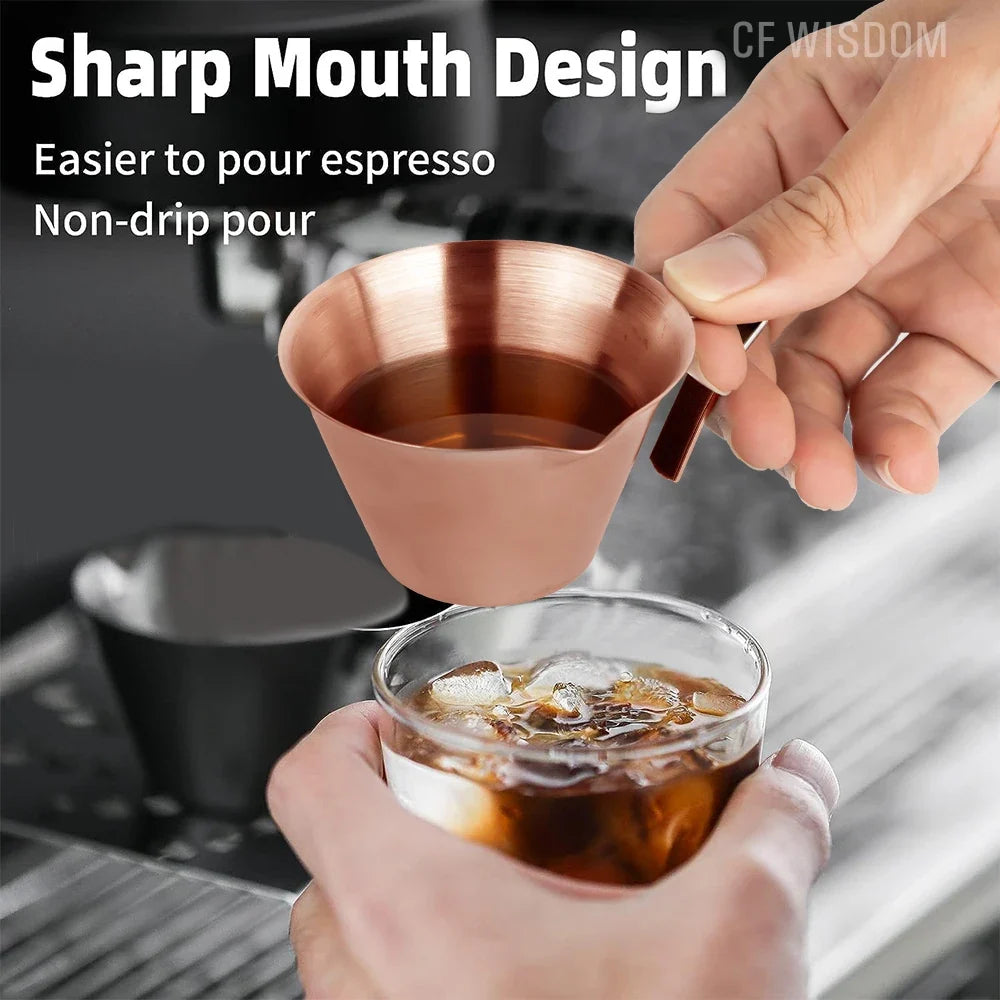 CFWISDOM Stainless Steel Espresso Measuring Cup with Scale Espresso Measuring Cup Qme