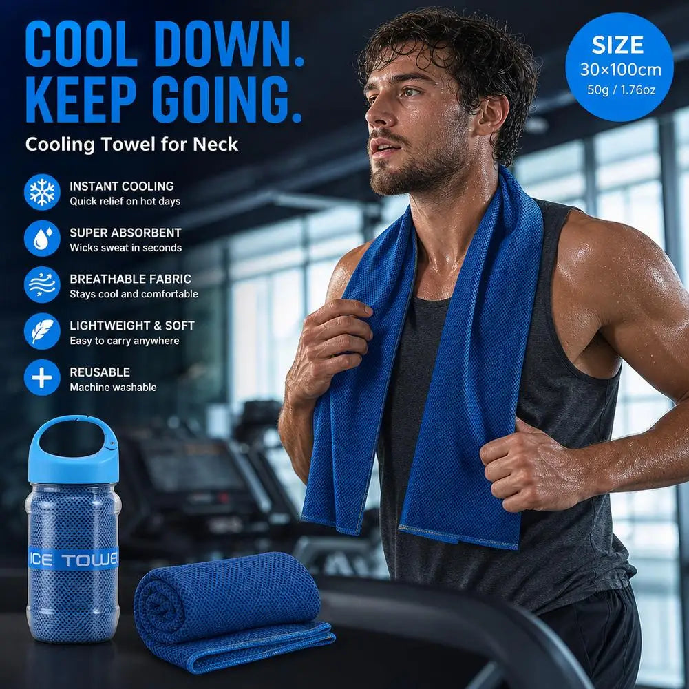 Ice Cool Neck Cooling Towel – Soft Breathable Polyester, 7 Colors Cooling Neck Towel Qme