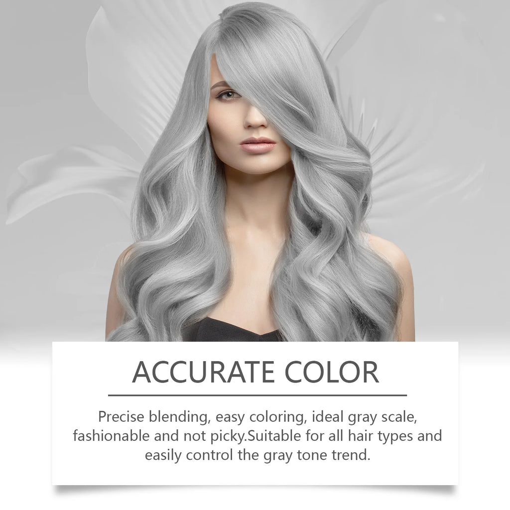 Hoegoa Gray Silver Hair Dye Cream – Metallic Punk Style Hair Dye Cream Qst