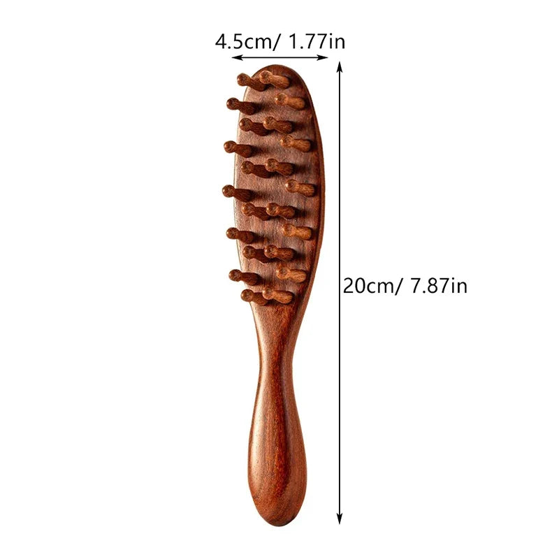 Natural Sandalwood Scalp & Body Massage Comb – 22-Tooth Wooden Massage Comb Qme