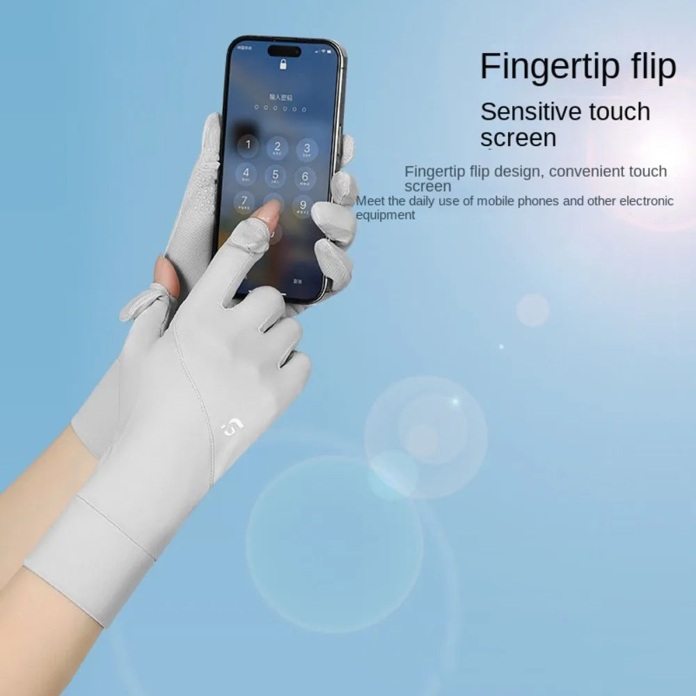 Ice Silk Sun Protection Gloves – Touchscreen Fingerless UV Block Sun Protection Gloves Qme