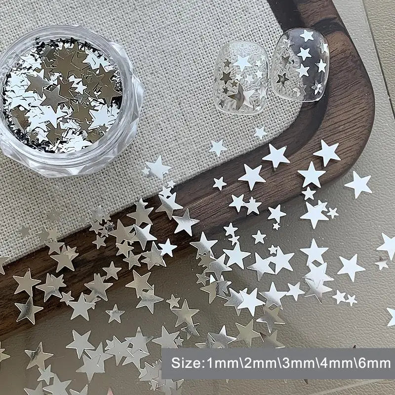 Sparkling Star Pentagram Nail Glitter – DIY Salon Nail Art Nail Art Glitter Qme Silver