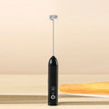 Wireless USB-C Electric Milk Frother Handheld Blender Stainless Electric Milk Frother Qme black