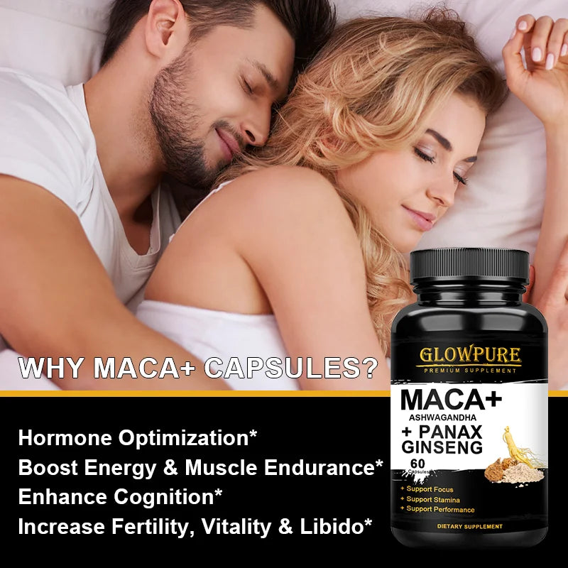 Organic Maca & Ashwagandha Capsules – Energy & Endurance Herbal Supplement Capsules Qst