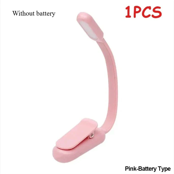 USB Rechargeable Clip-On LED Reading Light | 3 Color Modes Clip-On Book Light Qme Pink Battery 1PCS