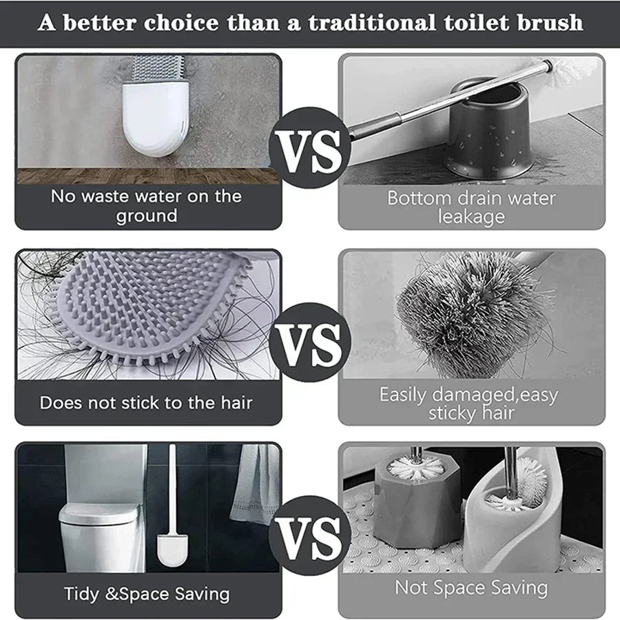 Wall Mounted Silicone Toilet Brush – Flexible Flat Head Silicone Toilet Brush Qme